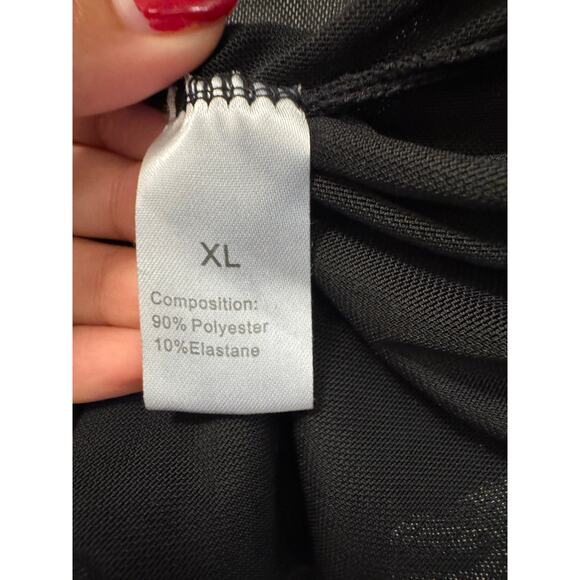 Black Unbranded Sheer Mesh XL Romper Beach Swim Festival Concert Cover Up Ruched - Picture 6 of 7